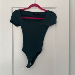 Vici teal square neck body suit